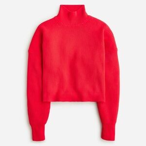 J. Crew - Ribbed Turtleneck Sweater in Stretch Yarn in Cherry Red